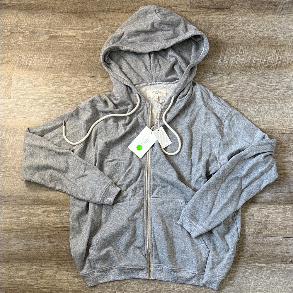 NWT The GREAT Men’s Gray Zip-Up Hoodie Size 2 / M